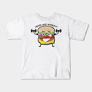 Never Skip Workout - Funny Burger Character Kids T-Shirt